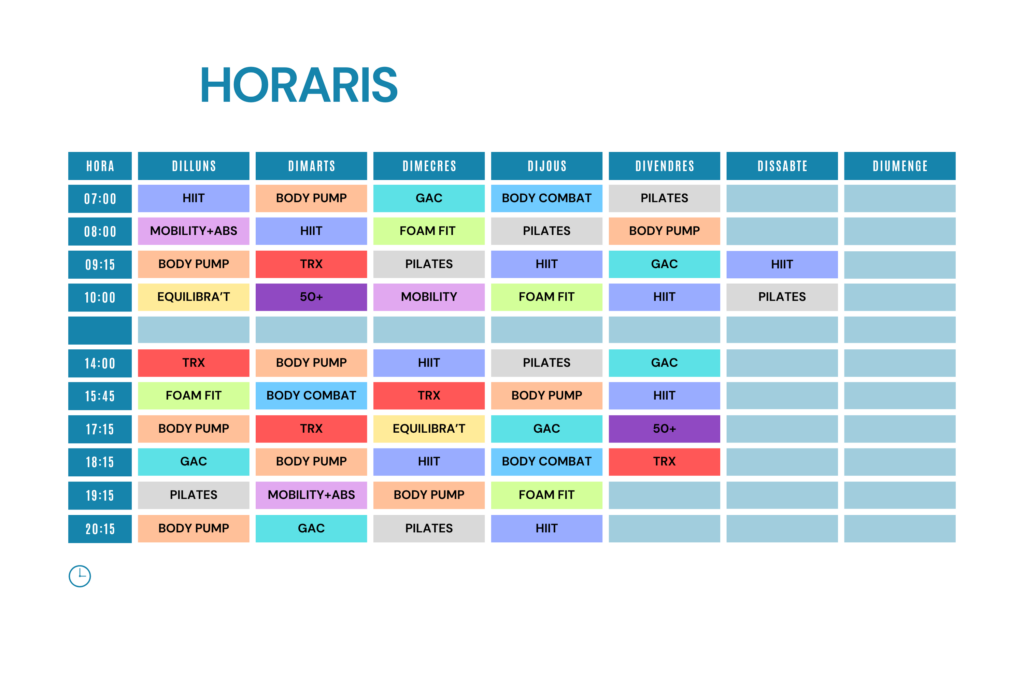 Horaris CLASSES MESFIT